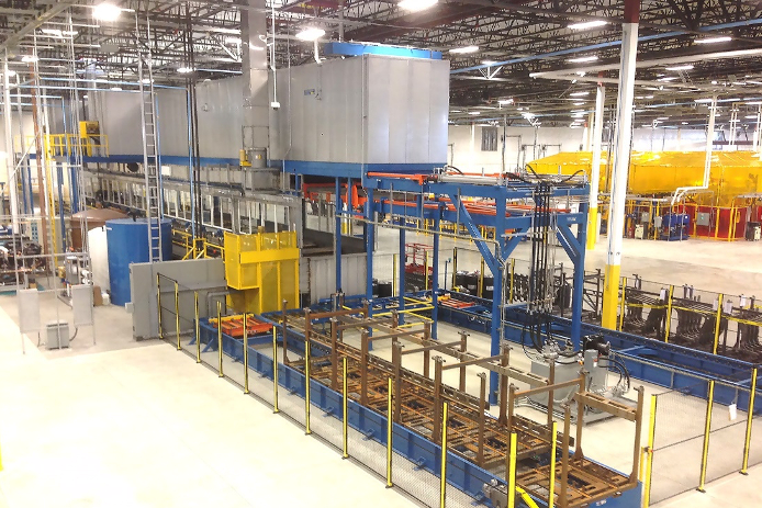 Electrocoating line at Professional Plating of Brillion, Wisc.