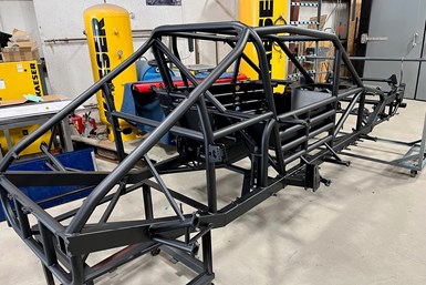 a custom auto frame with black finish