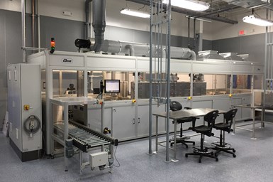 This is a nitric and citric passivation system with fume extraction for the nitric tanks and HEPA fan filter units above the dryer for cleanroom environments.