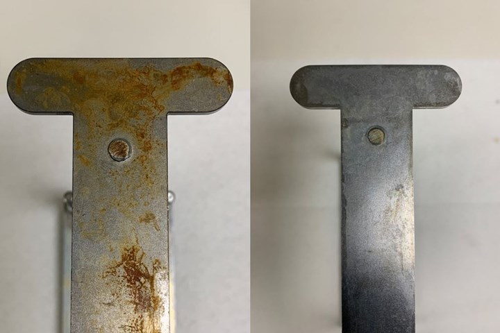 oxidized steel before and after