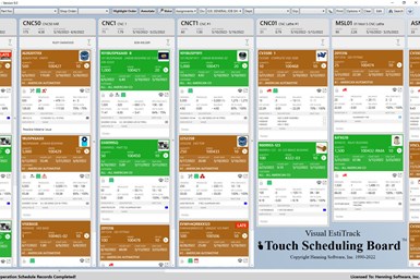 Henning Industrial Software’s Visual EstiTrack ERP shop management system features an enhanced Touch Scheduling Board and iVET mobile phone/tablet application. Photo Credit: Photo Credit: Henning Industrial Software Inc.