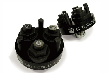 The puck is easily adjustable when positioning to grip the part wherever needed to stabilize the workpiece. Photo Credit: Blue Photon