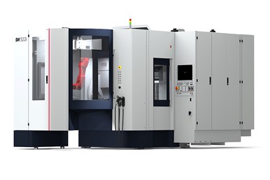 SW’s BA 322i horizontal twin-spindle machining center with an integrated robot can enable lights-out production for an entire shift. Photo Credit: SW North America