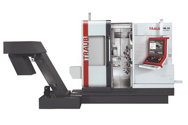 Index Corp.’s Traub TNL32 is a sliding/fixed headstock lathe with high power density. Photo Credit: Index Corp.