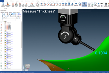 Verisurf’s Inspection Plans dynamic surface points tool creates automatic ultrasonic thickness measurements. Photo Credit: Verisurf Software