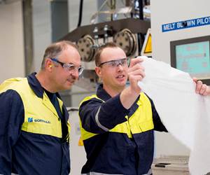 Fibras sopladas por fusión producidas en la línea piloto de Borealis en Linz, Austria. Foto: Borealis.