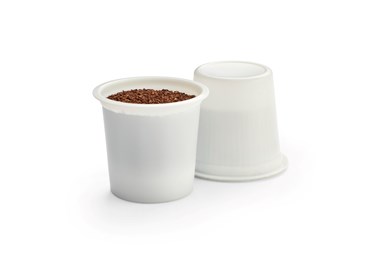 Las cápsulas de café compostables de una sola porción son una aplicación creciente para los biopolímeros, como Ingeo PLA de NatureWorks.