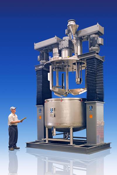 Mixing: Triple-Shaft Mixer with Powder Induction Manifold 