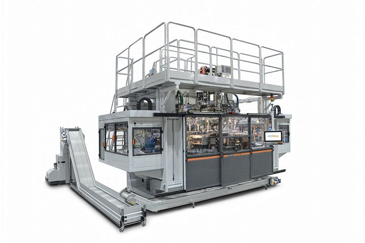 Plastiblow’s all-electric shuttle machines come in single- and double-sided models for containers from 10 ml to 30 liters. 