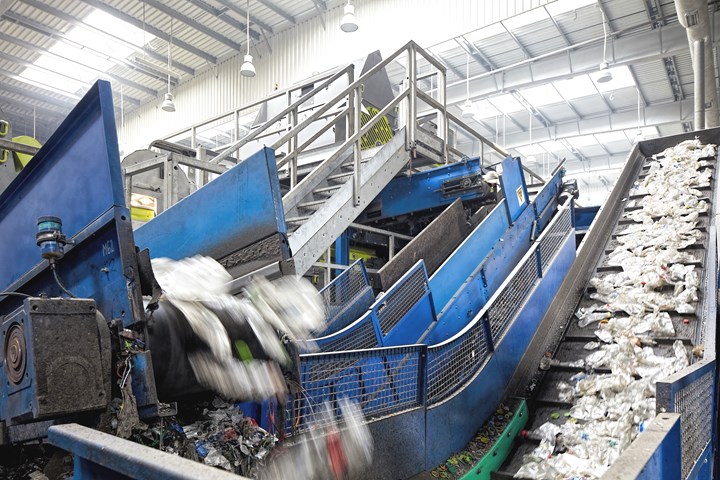 Sorting line at ALPLA recycling plant.