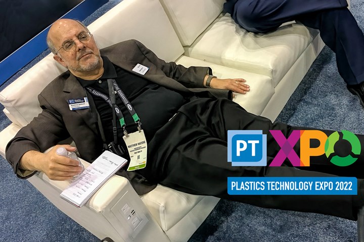 Saving up energy for PTXPO 2022, March 29-31 at the Donald E Stephens Convention Center in Rosemont, Ill. After two years without a plastics show, I’m ready to pound the aisles as long as the shoe leather lasts!