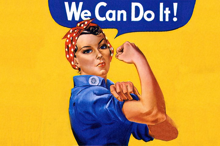 This popular WWII poster celebrated women’s contribution to the strength of American manufacturing.