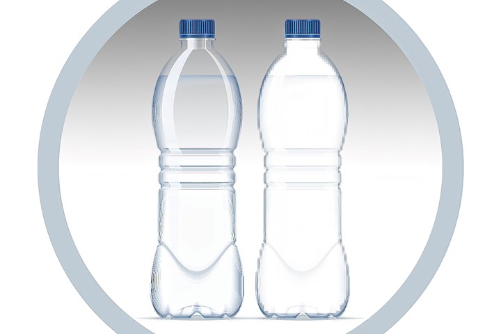 Opaque white PET bottles can be produced via foaming, with no pigment, so recyclability is unaffected. (Photo: Trexel)