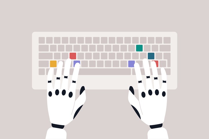 Robot hands typing