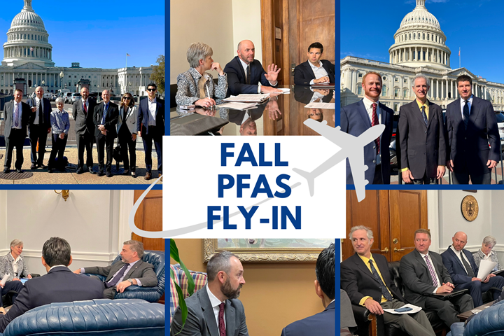 Collage of VMA members in meetings with various Congressional staff and in front of DC monuments and buildings.