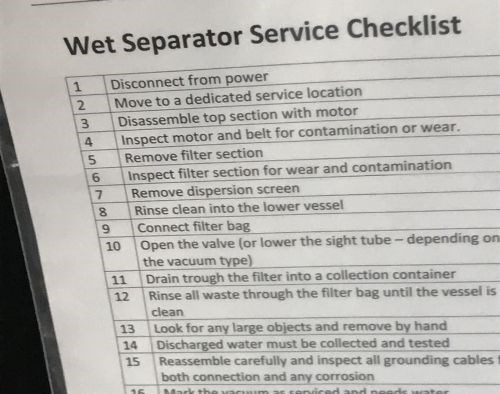 wet separator checklist