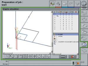 2-D and 3-D simulation and monitoring of the job.