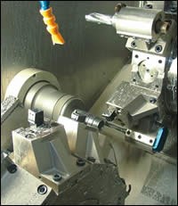 Part in the main spindle is machined simultaneously