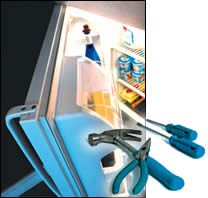 Refrigerator door seals and tool grips