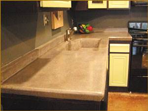Carbon fiber reinforces concrete for kitchen countertop