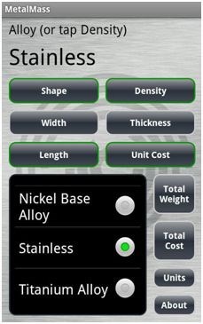 Free Android App Estimates Metals Weight and Cost